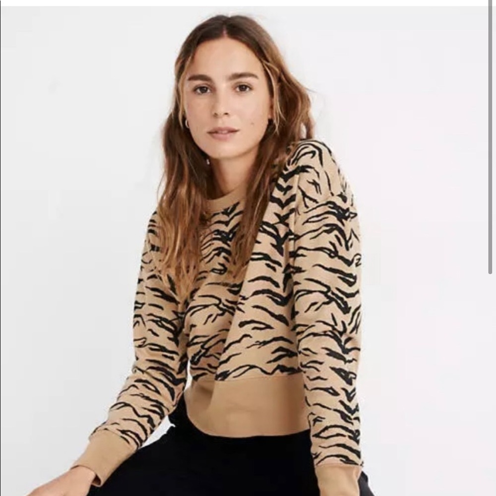Madewell animal print sweatshirt cropped tiger print xs